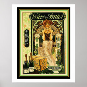 Veuve Amiot Art Déco Champagne Annonce Poster 16 x