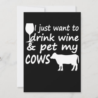 Veux Juste Boire Du Vin Caresser Vaches Drôle Alco