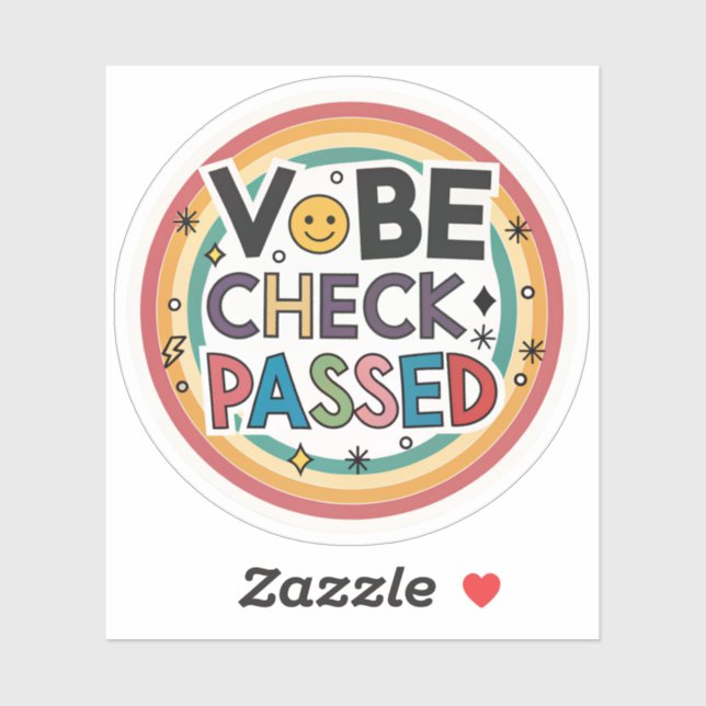Vibe Check Passed Rainbow Sticker | Positive Energ (Feuille)