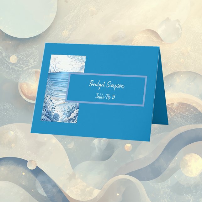 vibe côtière bleue Carte de remerciements pliée (Créateur téléchargé)