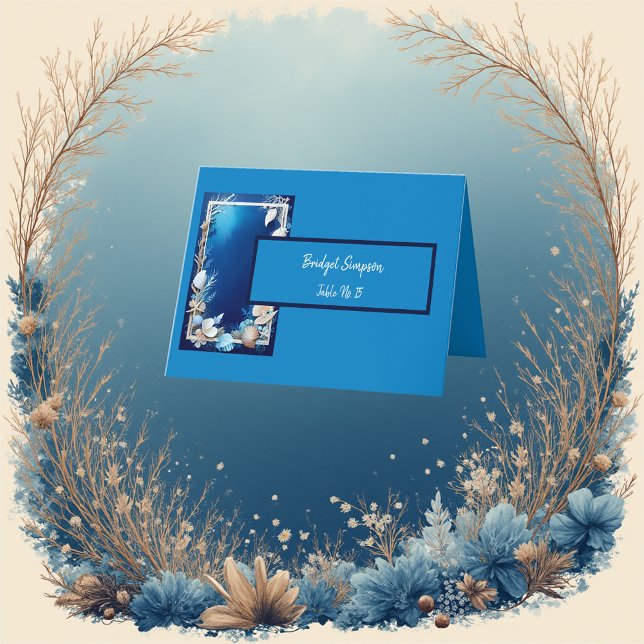 vibe côtière bleue Carte de remerciements pliée (Créateur téléchargé)
