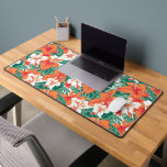 Vibe hawaïenne Motif de fleurs tropicales<br><div class="desc">Fleurs tropicales colorées,  esthétique hawaïenne ambiance sans coutures motif,  fleurs orange et beige avec feuilles verts.</div>