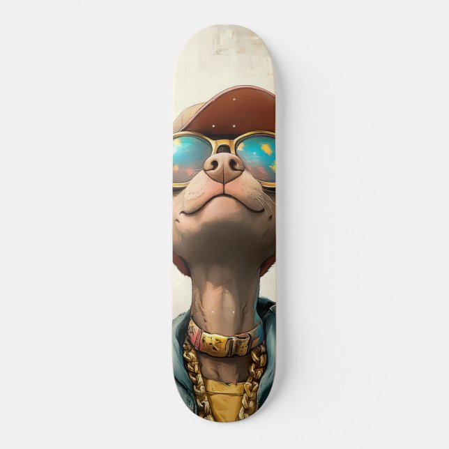 Vibes cool - Retro Style Chien Art Skateboard (Recto)