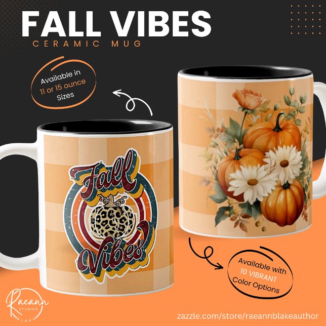 Vibes de automne citrouilles et fleurs Mug en céra (Créateur téléchargé)