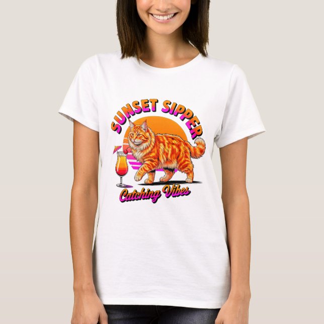 Vibes de Chat d'Été – T-shirt Mignon pour Femmes a (Devant)