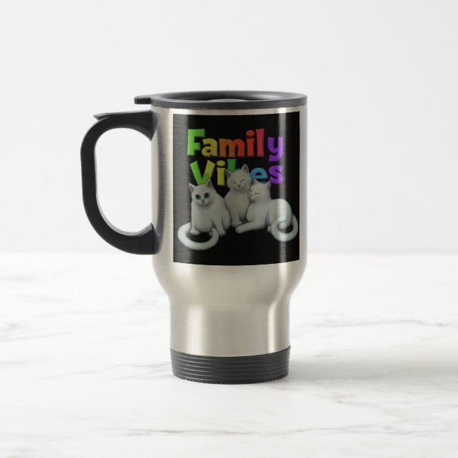 "Vibes de famille" Mug de café de voyage (Gauche)