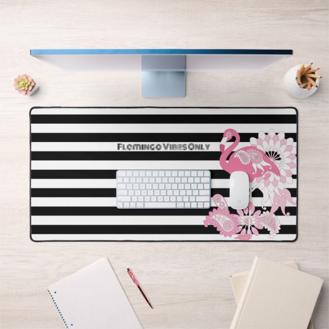 Vibes de Flamant Rose uniquement Rayé noir et blan (Bureau 1)