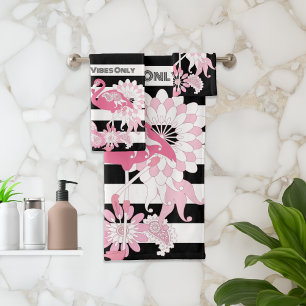 Vibes de flamant rose uniquement rayures noires et