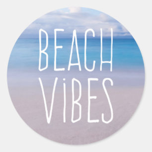 Vibes de plage Beau Ocean Beach Sticker rond