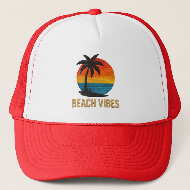 Vibes de plage, Casquette de palmier couché de sol (Devant)