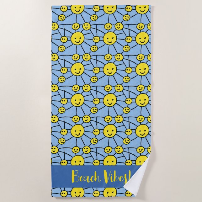 "Vibes de plage !" Serviette souriante Sun Beach (Devant)