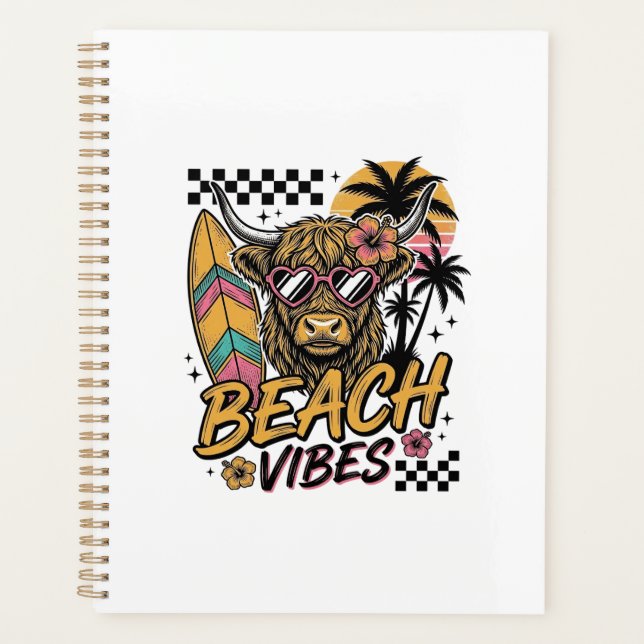 Vibes de plage vache highland été art vectoriel_1 (Devant)