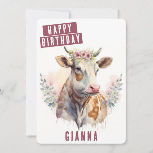 Vibes de printemps Carte d'anniversaire de vache