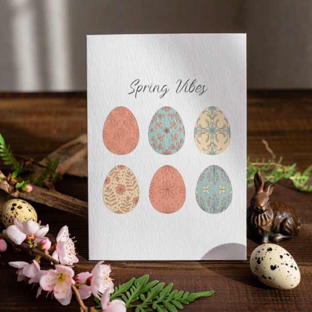 Vibes de printemps - Carte de Pâques avec motifs f (Créateur téléchargé)