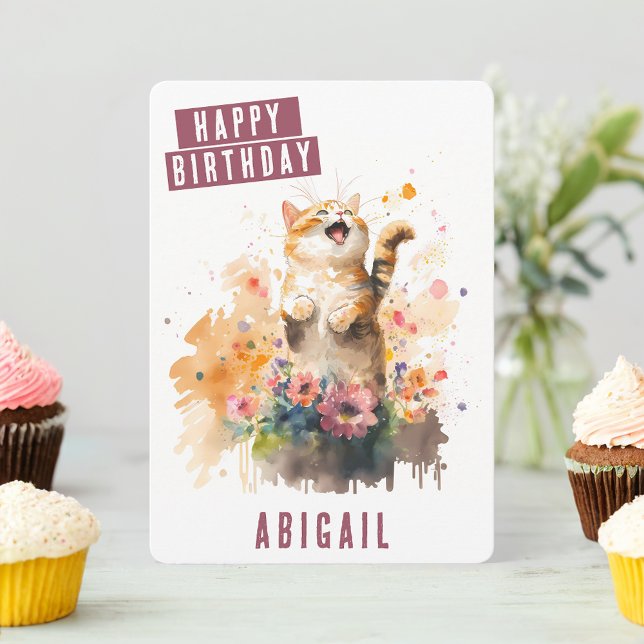 Vibes de printemps Cat Carte d'anniversaire (Créateur téléchargé)