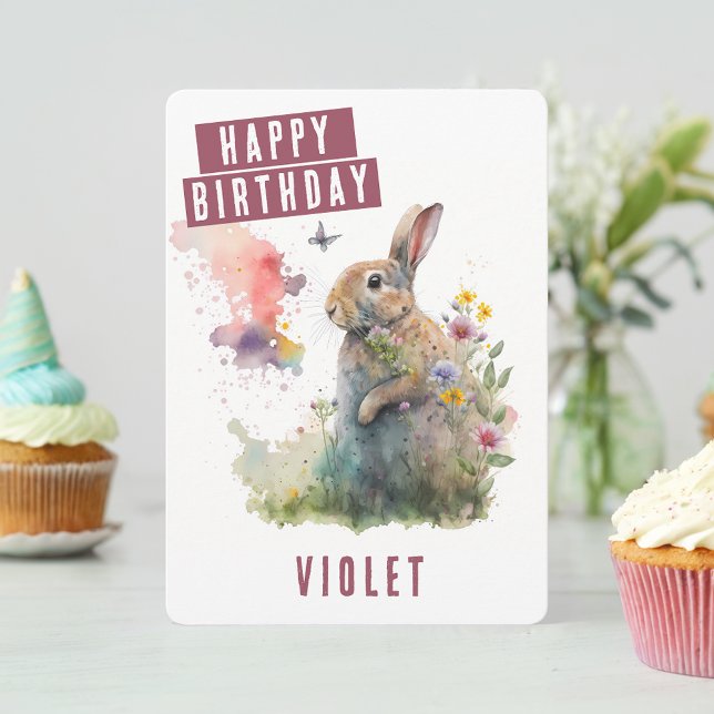 Vibes de printemps Rabbit Carte d'anniversaire (Créateur téléchargé)