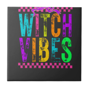 Vibes de Sorcière Halloween Néon À Carreaux Arc