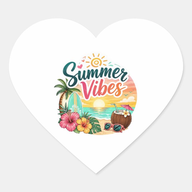 Vibes d'été Autocollant de plage tropicale | Cute  (Devant)