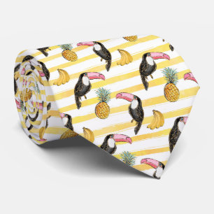 Vibes d'été colorées Ananas Banana Tucan Cravate
