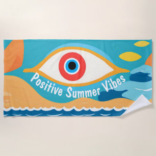 Vibes d'été positives Evil Eye moderne serviette d