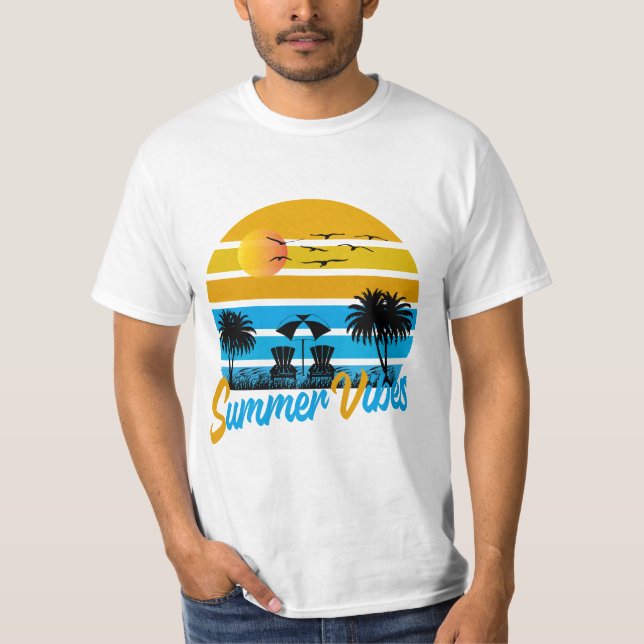 Vibes d'été Retro Sunset Beach T-Shirt (Devant)