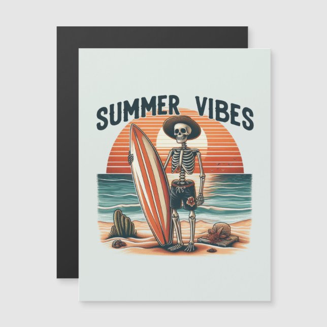 Vibes d'été Skeleton Surfer Sunset Beach Design (Devant / Derrière)