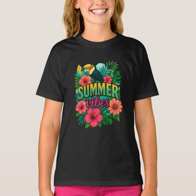 Vibes d'été tropicales T-shirt Toucan - Bold Flora (Devant)