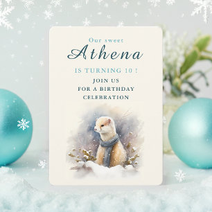 Vibes d'hiver Ermine - Carte d'invitation d'annive