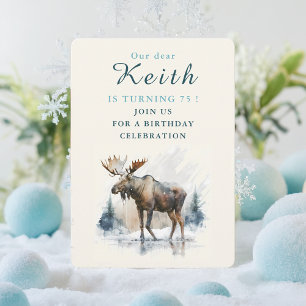 Vibes d'hiver Moose - Carte d'invitation d'anniver