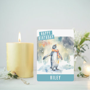 Vibes d'hiver Penguin Carte d'anniversaire