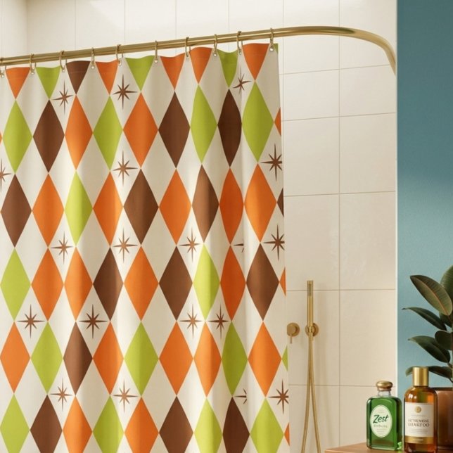 Vibes du Milieu du Siècle – Rideau de Douche Géomé (Créateur téléchargé)