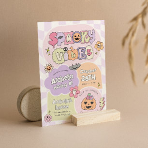 Vibes éffrayantes Preppy Halloween Invitation Anni