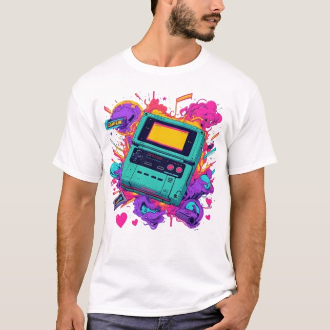 Vibes Gamer Retro - T-Shirt Neon Arcade des années (Devant)