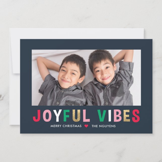 Vibes Joyeuses Editable Color Holiday Carte photo (Devant)