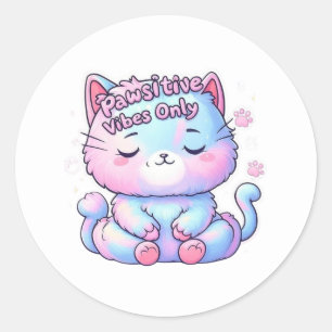 Vibes Pawsitive Uniquement Méditer Sticker Chat