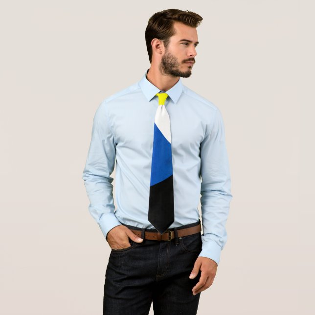 Vibes positives Bleu jaune Cravate minimaliste (En situation)