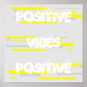 Vibes positives Gris jaune Poster d'art Abstrait