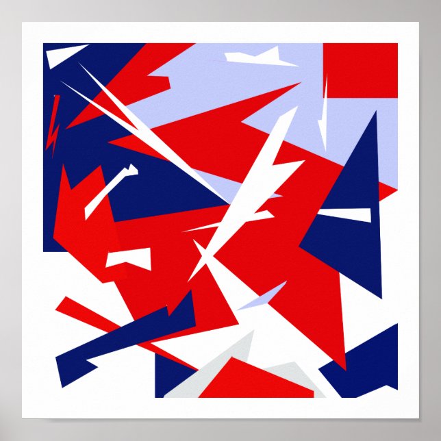 Vibes positives Rouge Bleu blanc Poster d'art Abst (Devant)