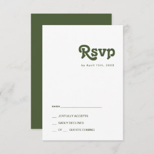 Vibes rétro simples Carte Olive Green RSVP
