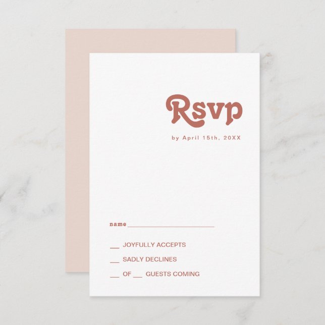 Vibes rétro simples | Carte RSVP rose vif (Devant / Derrière)
