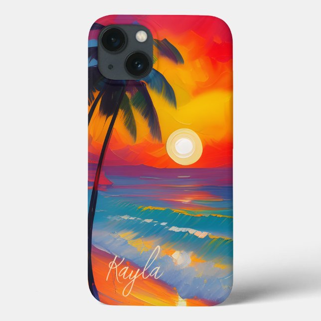 Vibes Sunset Beach Personnalisées iPhone / coque i (Verso)