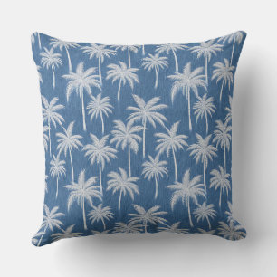 Vibes tropicales bleues Coussin Palm Trees