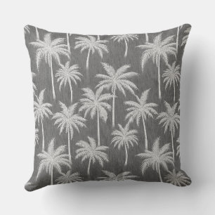 Vibes tropicales grises Palm Trees Coussin