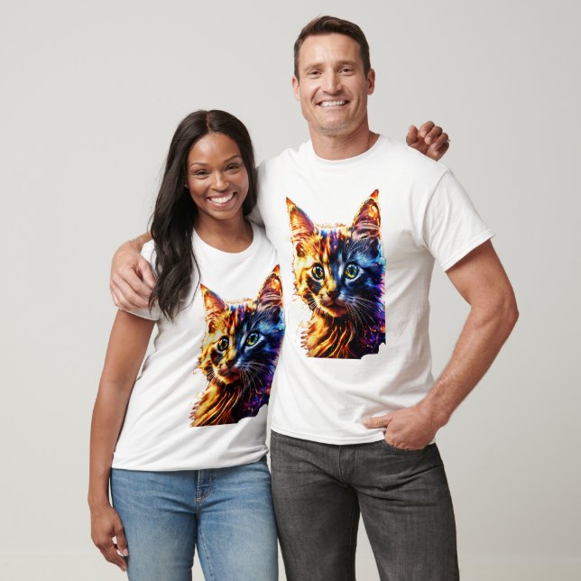 Vibrant 3D Cat Graphic Tee Bold & Fun T-Shirt (Unisexe)