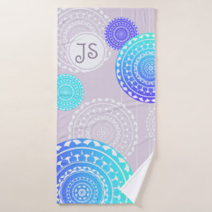 Vibrant Aqua Blue Random Mandala Monogramme