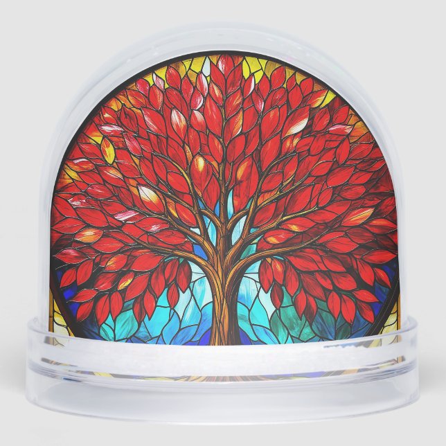 Vibrant Arbre Rouge Vibré verre Art (Avant)