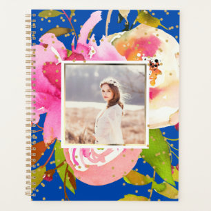 Vibrant bleu floral et Confetti photo