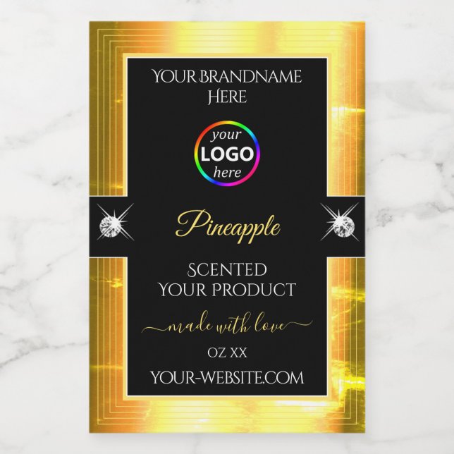 Vibrant brillant orange noir avec logo Étiquette p (Étiquettes simples)