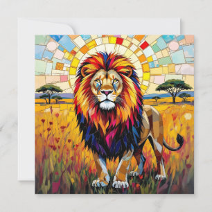Vibrant coloré Lion Mosaic Blank