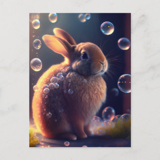Vibrant couleur bulle lapin lapin carte postale